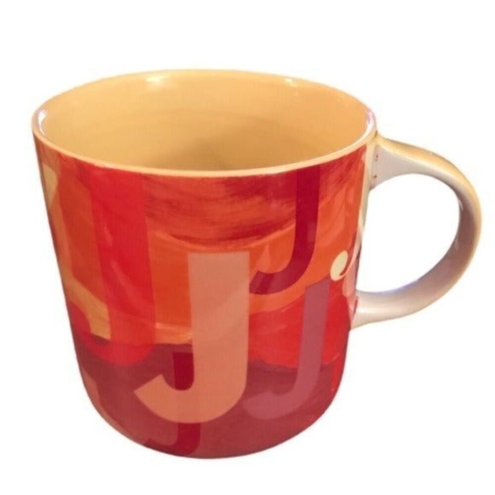 NEW by Anthropologie Multicolored Monogram “ Lottie “ Mug Cup Initial J